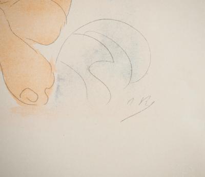 Auguste RODIN : Nu accroupi, Lithographie et pochoir signé 2