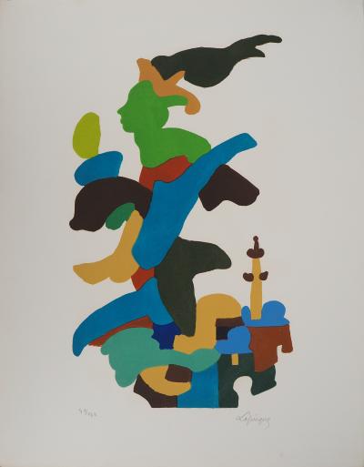 Charles LAPICQUE : Passage de la flamme olympique, Lithographie originale signée 2