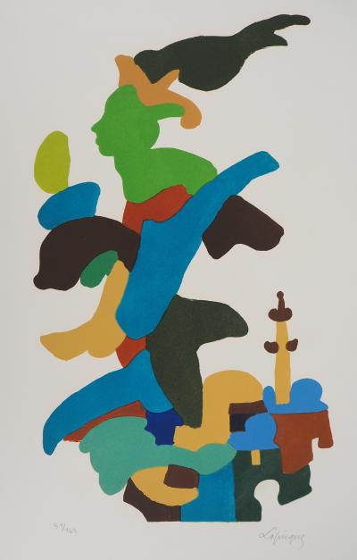 Charles LAPICQUE : Passage de la flamme olympique, Lithographie originale signée 2