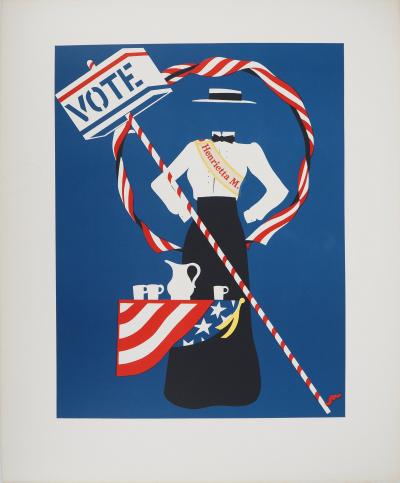 Robert INDIANA : Votes for Women, La militante à la bannière étoilée, Lithographie originale (Copie) 2