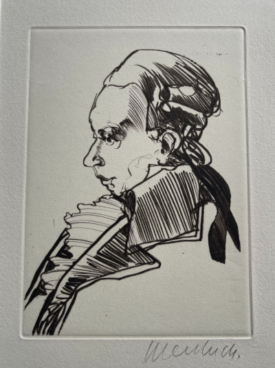 CLAUDE WEISBUCH : HOMME DE PROFIL - GRAVURE ORIGINALE SIGNÉE 2