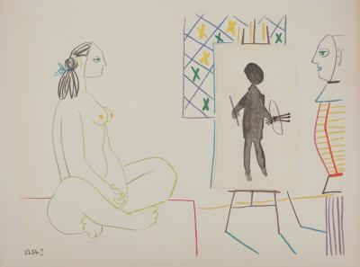 Pablo PICASSO : Le peintre costumé et son modèle, Lithographie 2