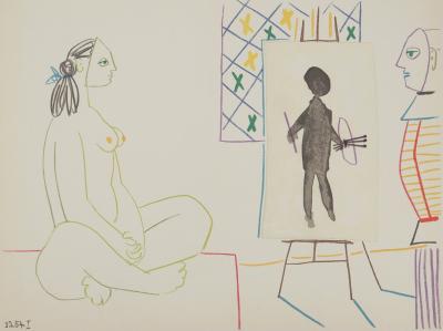 Pablo PICASSO : Le peintre costumé et son modèle, Lithographie 2