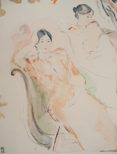 Berthe MORISOT : Jeune femme rêvant, Lithographie signée 2