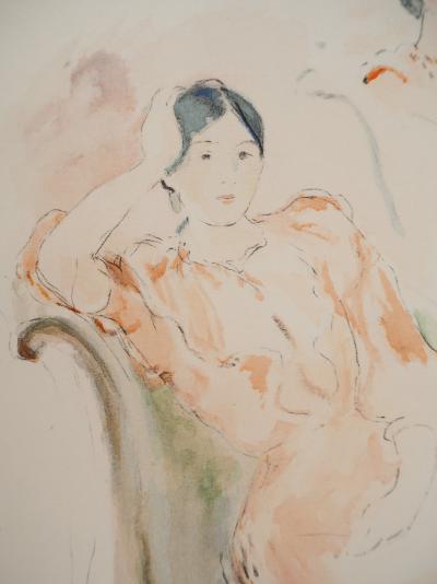 Berthe MORISOT : Jeune femme rêvant, Lithographie signée 2