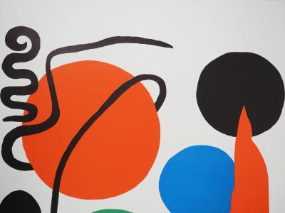 Alexander CALDER : Stabiles et boules colorées, Affiche en lithographie signée 2
