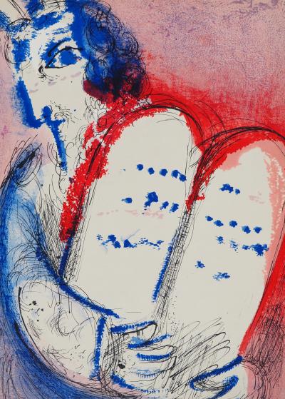 Marc CHAGALL : La Bible, Moise et les tables, Lithographie originale 2