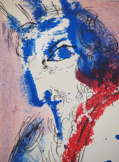 Marc CHAGALL : La Bible, Moise et les tables, Lithographie originale 2