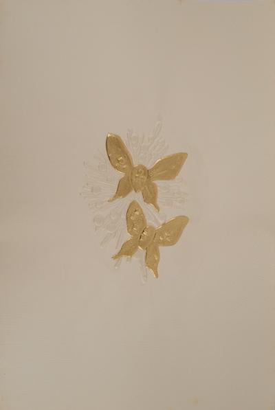 Georges BRAQUE: Mariposas sobre una flor, Grabado realzado con oro 2
