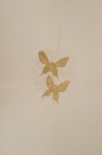 Georges BRAQUE: Mariposas sobre una flor, Grabado realzado con oro 2