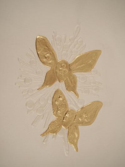 Georges BRAQUE: Mariposas sobre una flor, Grabado realzado con oro 2