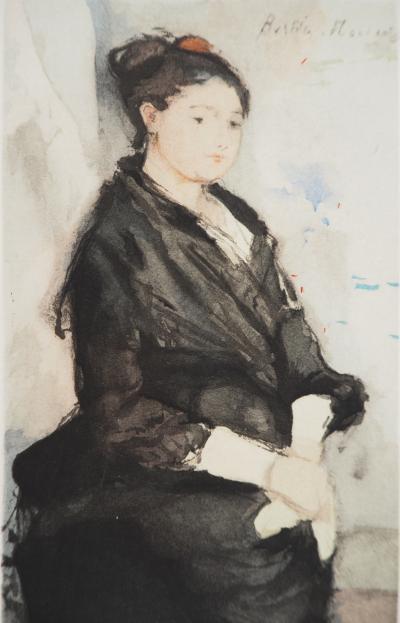 Berthe MORISOT : Jeune femme en noir et rouge, Lithographie signée 2