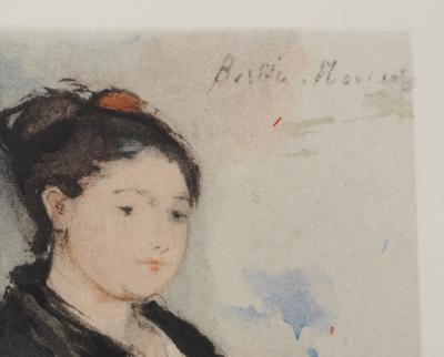 Berthe MORISOT : Jeune femme en noir et rouge, Lithographie signée 2