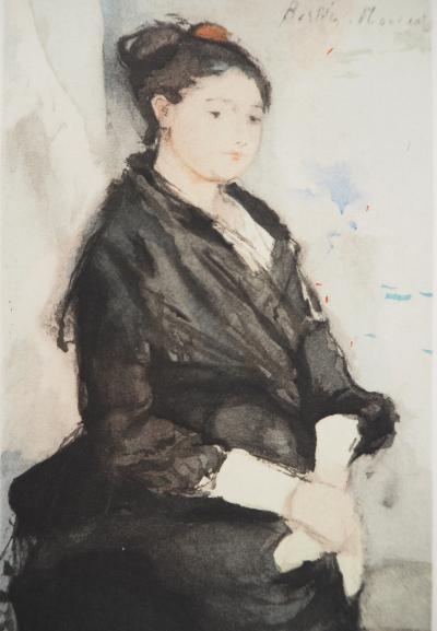 Berthe MORISOT : Jeune femme en noir et rouge, Lithographie signée 2