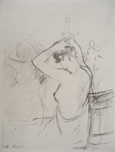 Berthe MORISOT: Young woman doing her hair, signed heliogravure 2