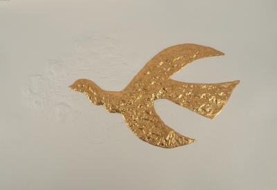 Georges BRAQUE : Le vol de la colombe dorée, Gravure réhaussée à l’or