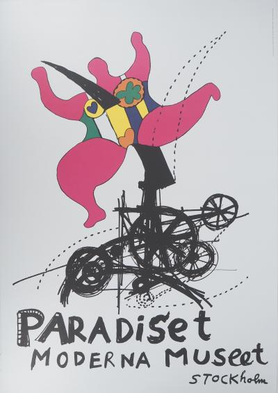 Niki de SAINT PHALLE : Le Paradis Fantastique, Dancing Nana rose - Affiche originale d’époque