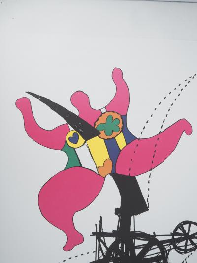 Niki de SAINT PHALLE : Le Paradis Fantastique, Dancing Nana rose - Affiche originale d’époque 2