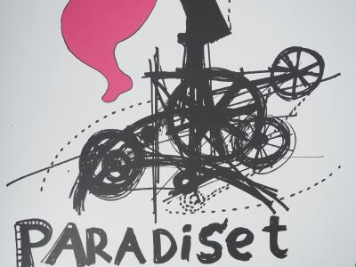 Niki de SAINT PHALLE : Le Paradis Fantastique, Dancing Nana rose - Affiche originale d’époque 2
