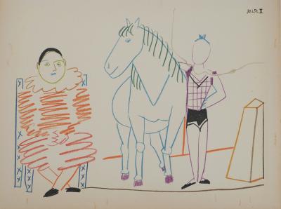 Pablo PICASSO : Arlequin et écuyère, Lithographie 2