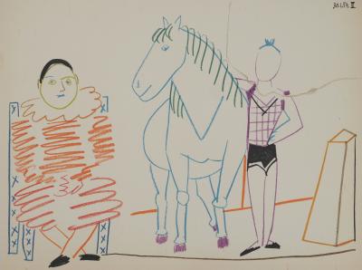 Pablo PICASSO : Arlequin et écuyère, Lithographie 2