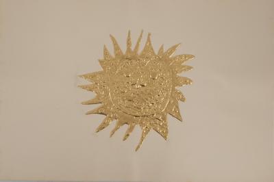 Georges BRAQUE : Le soleil, Hélios, Gravure réhaussée à l’or