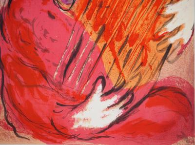 Marc CHAGALL : La Bible, Le roi à la harpe, Lithographie originale 2