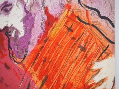 Marc CHAGALL : La Bible, Le roi à la harpe, Lithographie originale 2