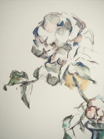 Paul CEZANNE : Roses dans un vase, Lithographie et pochoir 2