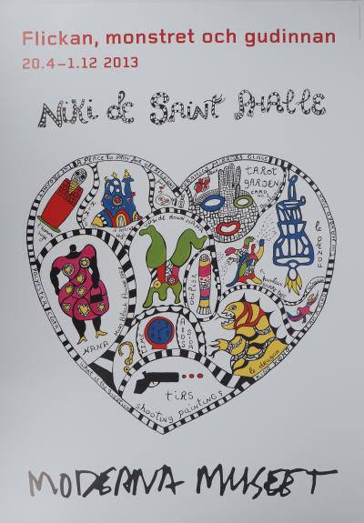 Niki de SAINT PHALLE : La fille, le monstre et la déesse en coeur, Affiche originale d’époque signée 2
