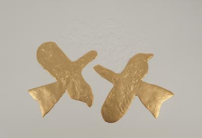 Georges BRAQUE : Les deux colombes en vol, Gravure réhaussée à l’or 2