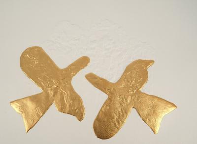 Georges BRAQUE : Les deux colombes en vol, Gravure réhaussée à l’or 2