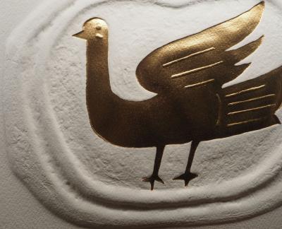 Georges BRAQUE : La colombe dorée, Gravure réhaussée à l’or 2