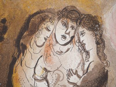 Marc CHAGALL : La Bible, Noémie et ses filles, Lithographie originale 2