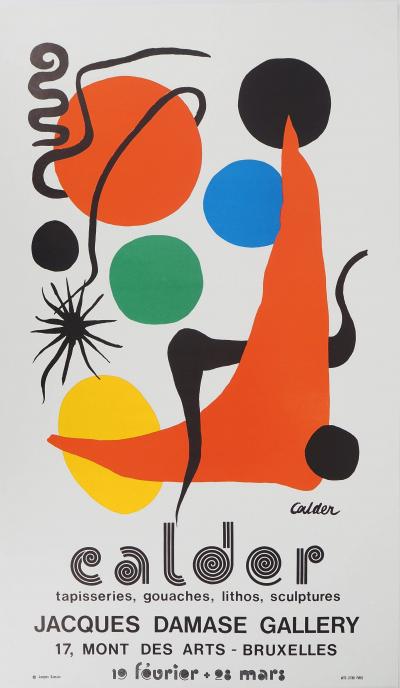 Alexander CALDER : Stabiles et boules colorées, Affiche en lithographie signée