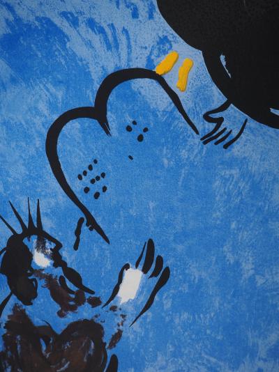 Marc CHAGALL : La Bible, Moises recevant les tables du Divin, Lithographie originale 2