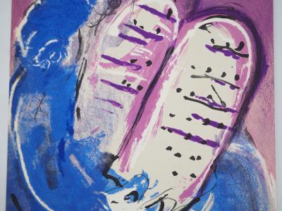 Marc CHAGALL : La Bible, Moises et les dix commandements, Lithographie originale 2