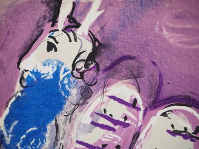 Marc CHAGALL : La Bible, Moises et les dix commandements, Lithographie originale 2