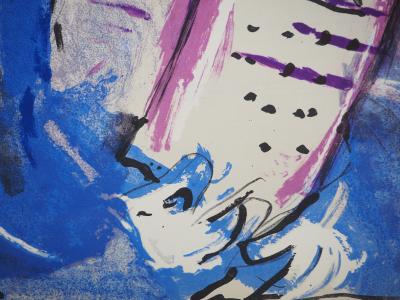 Marc CHAGALL : La Bible, Moises et les dix commandements, Lithographie originale 2