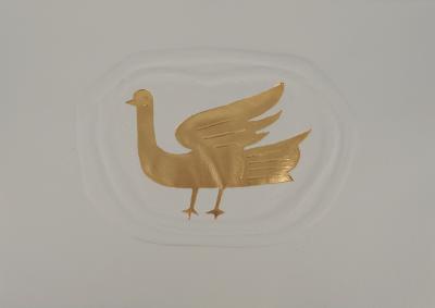 Georges BRAQUE : La colombe dorée, Gravure réhaussée à l’or 2