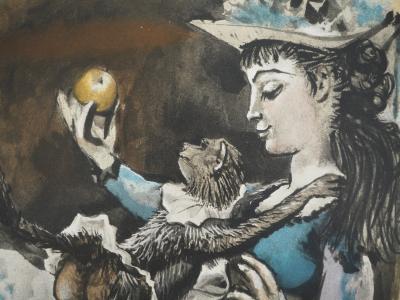 Pablo PICASSO : La femme au singe, Lithographie 2
