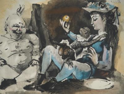 Pablo PICASSO : La femme au singe, Lithographie 2