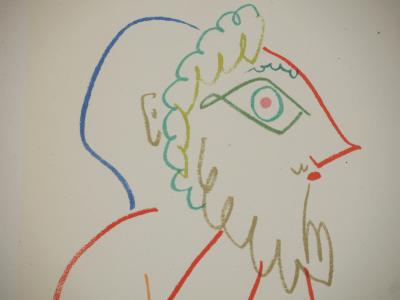 Pablo PICASSO : Homme au masque et nu assis, Lithographie 2