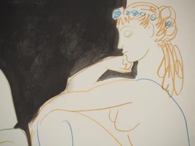 Pablo PICASSO : La jeune fille à la coiffe et le vieillard, Lithographie 2