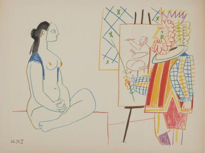Pablo PICASSO : Le roi et la femme masquée, Lithographie 2