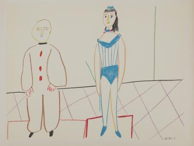 Pablo PICASSO : Le clown et son assistante, Lithographie 2
