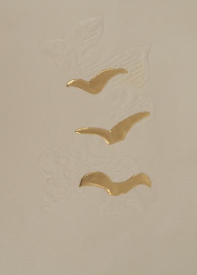 Georges BRAQUE : Les colombes dans le ciel, Gravure réhaussée à l’or