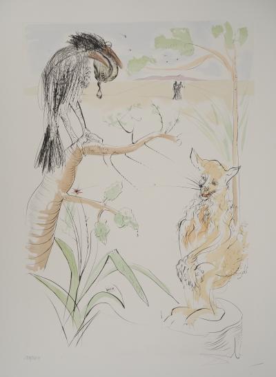 Salvador DALI : Le Bestiaire de La Fontaine, Le corbeau et le renard, Gravure originale signée 2
