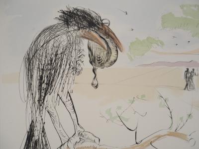 Salvador DALI : Le Bestiaire de La Fontaine, Le corbeau et le renard, Gravure originale signée 2
