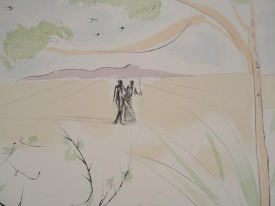 Salvador DALI : Le Bestiaire de La Fontaine, Le corbeau et le renard, Gravure originale signée 2